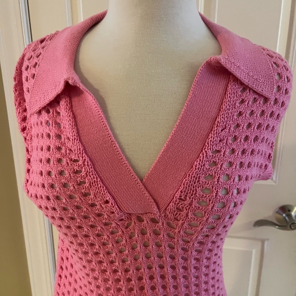 NWT French Connection Pink Relaxed V Neck sleeveless sweater vest-Size XS - Picture 5 of 7